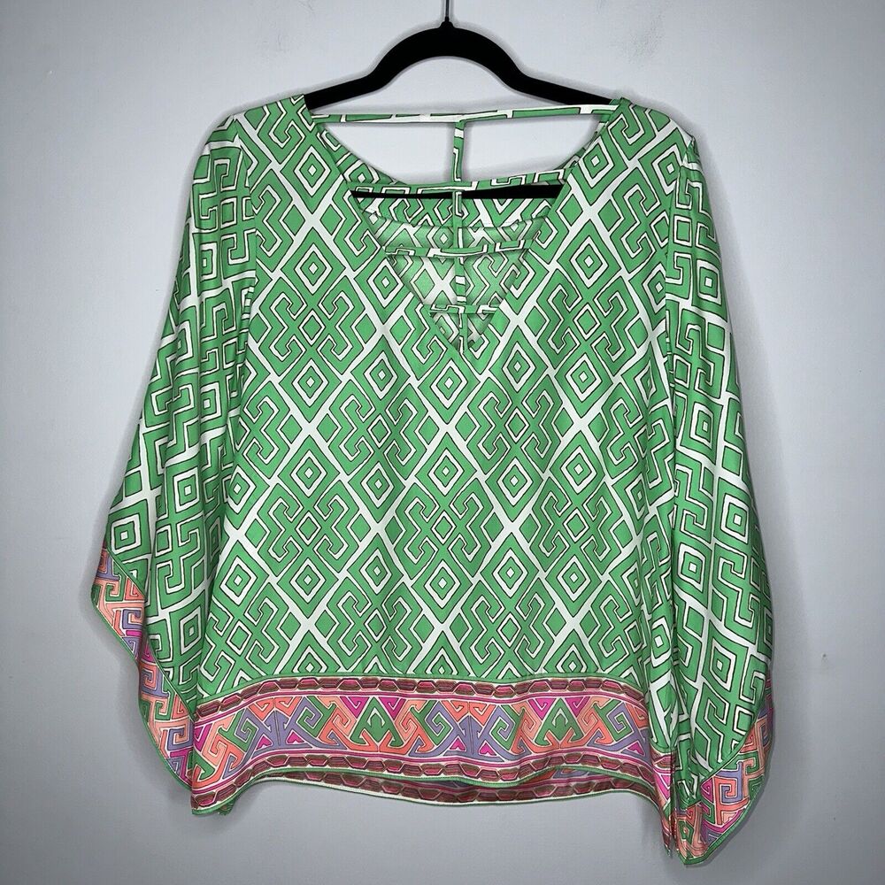 Alice & Trixie Women’s 100% Silk Geometric Print Boho Top Flowy Size Medium - Picture 3 of 5